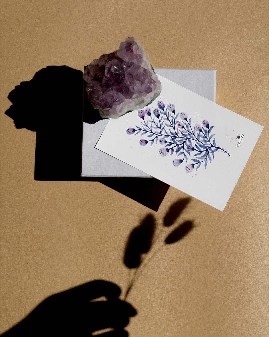 Elegant botanical art print for reading nook - sophisticated purple wall decor by Samsara