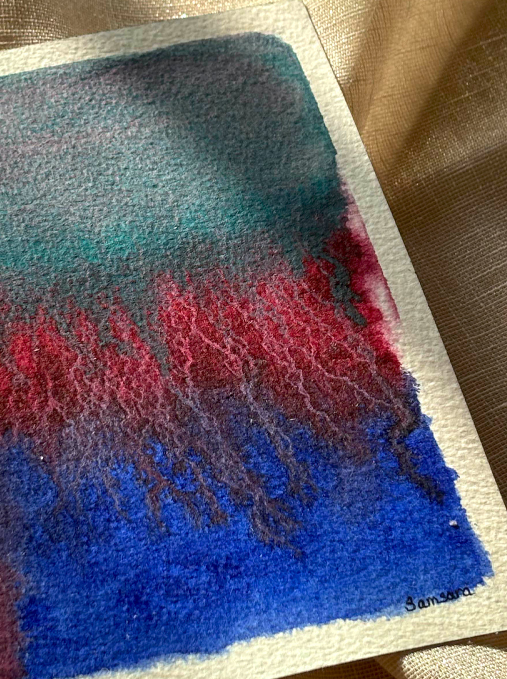 Handpainted blues inspired watercolor for creative spaces - artistic meditation wall art by Samsara Mumbai