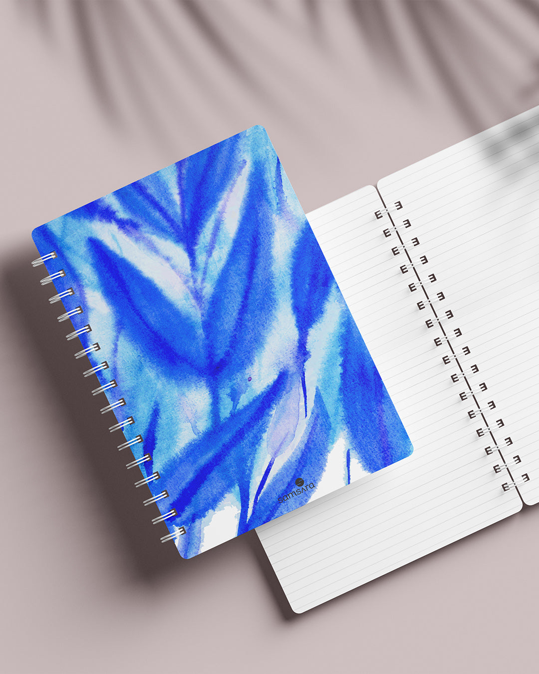 Firouzeh watercolor notebook open showing ruled and blank pages - premium A5 spiral journal