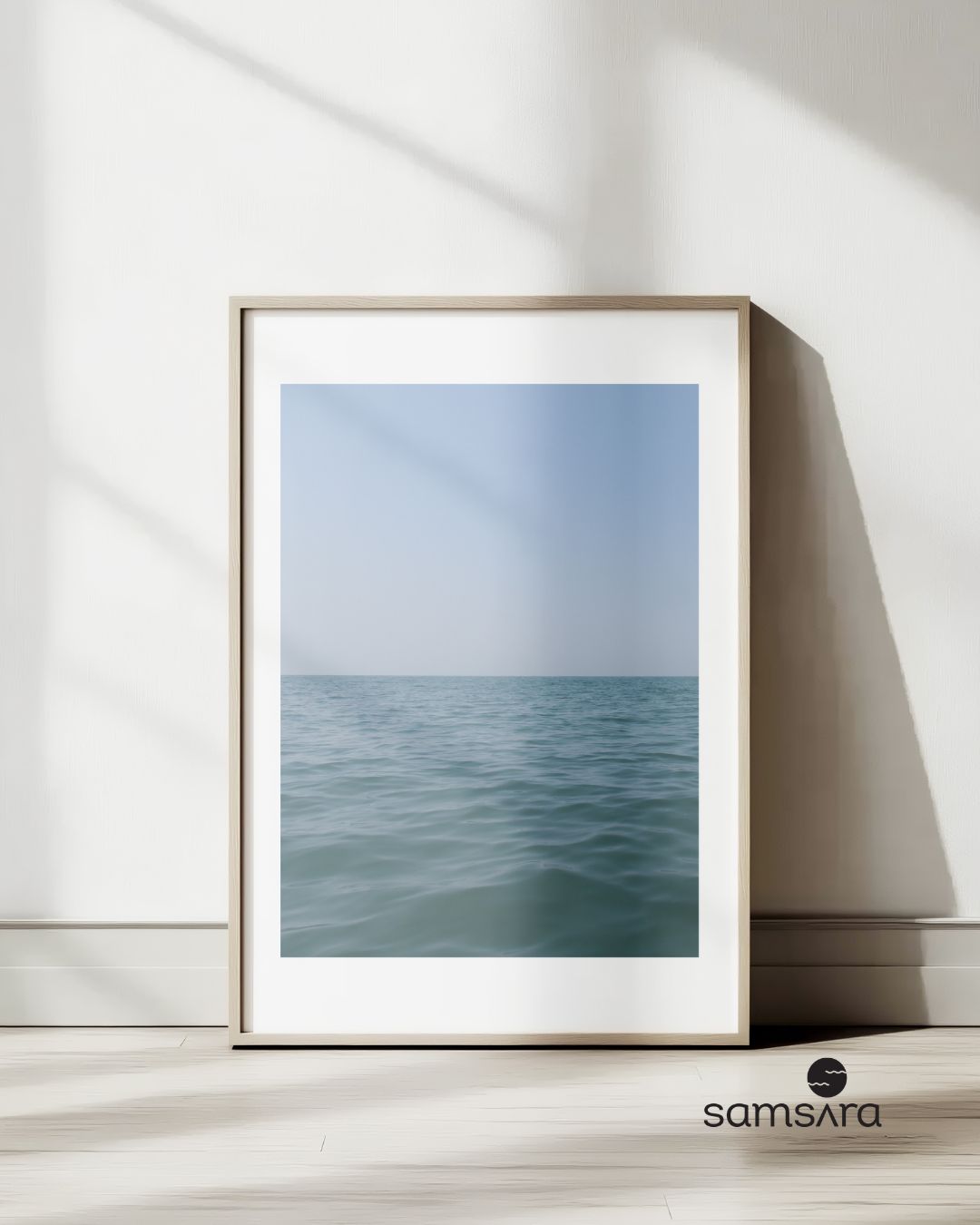 Minimalist seascape fine art print for meditation spaces - calming ocean art by Samsara