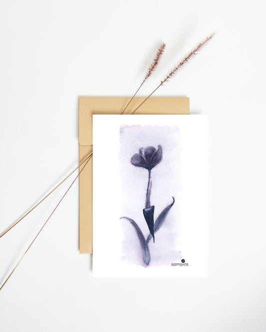 Purple grey watercolor art print with abstract floral design - soft botanical wall art by Samsara