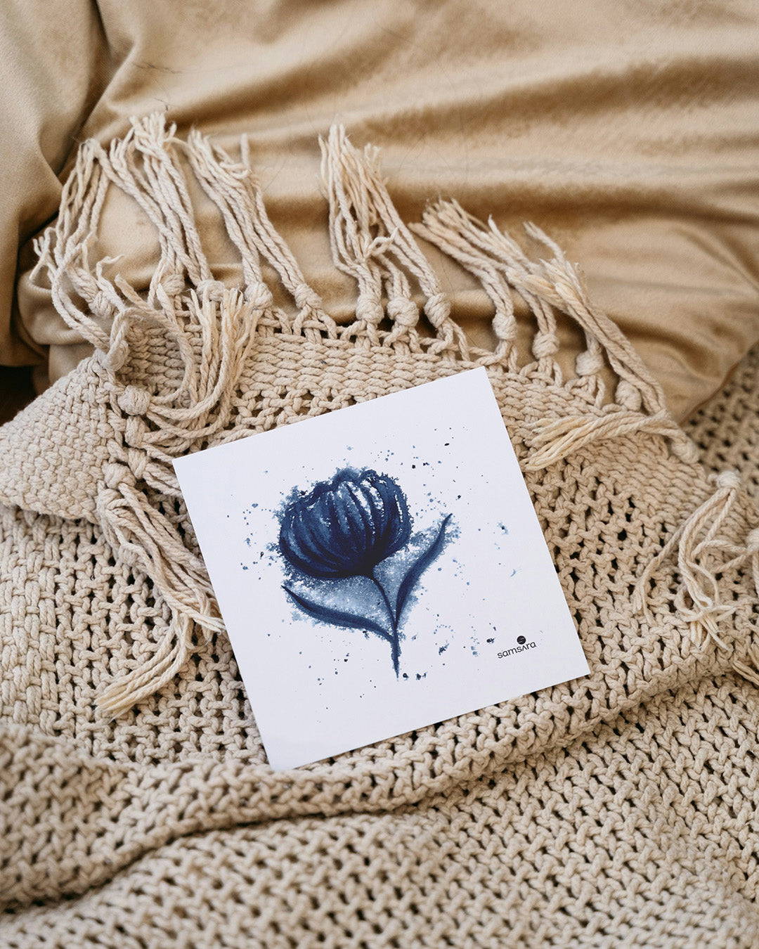 Sophisticated abstract indigo watercolor print for luxury home decor - designer wall art by Samsara