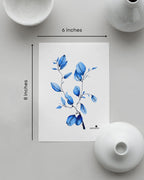 Minimalist blue leaf art print for wellness spaces - peaceful botanical decor by Samsara Mumbai