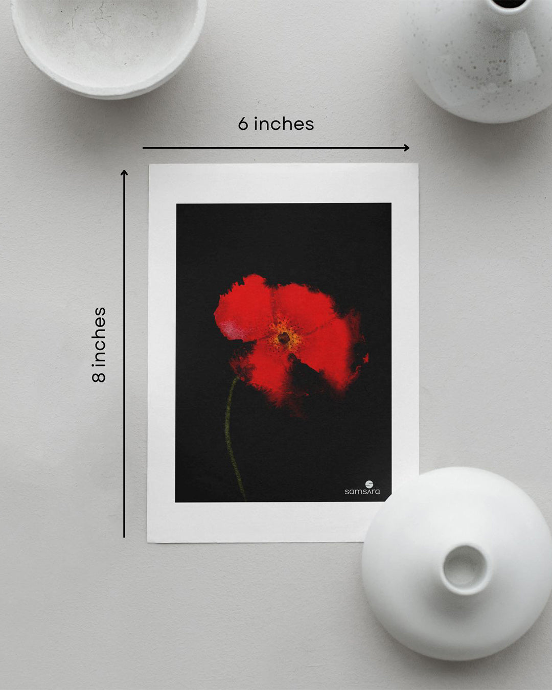 Dramatic red poppy print for statement wall - bold floral art decor by Samsara
