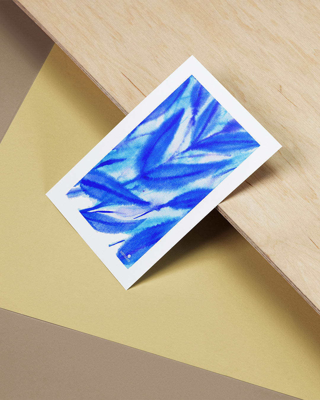 Blue watercolor art print with flowing abstract design - contemporary wall art by Samsara Mumbai