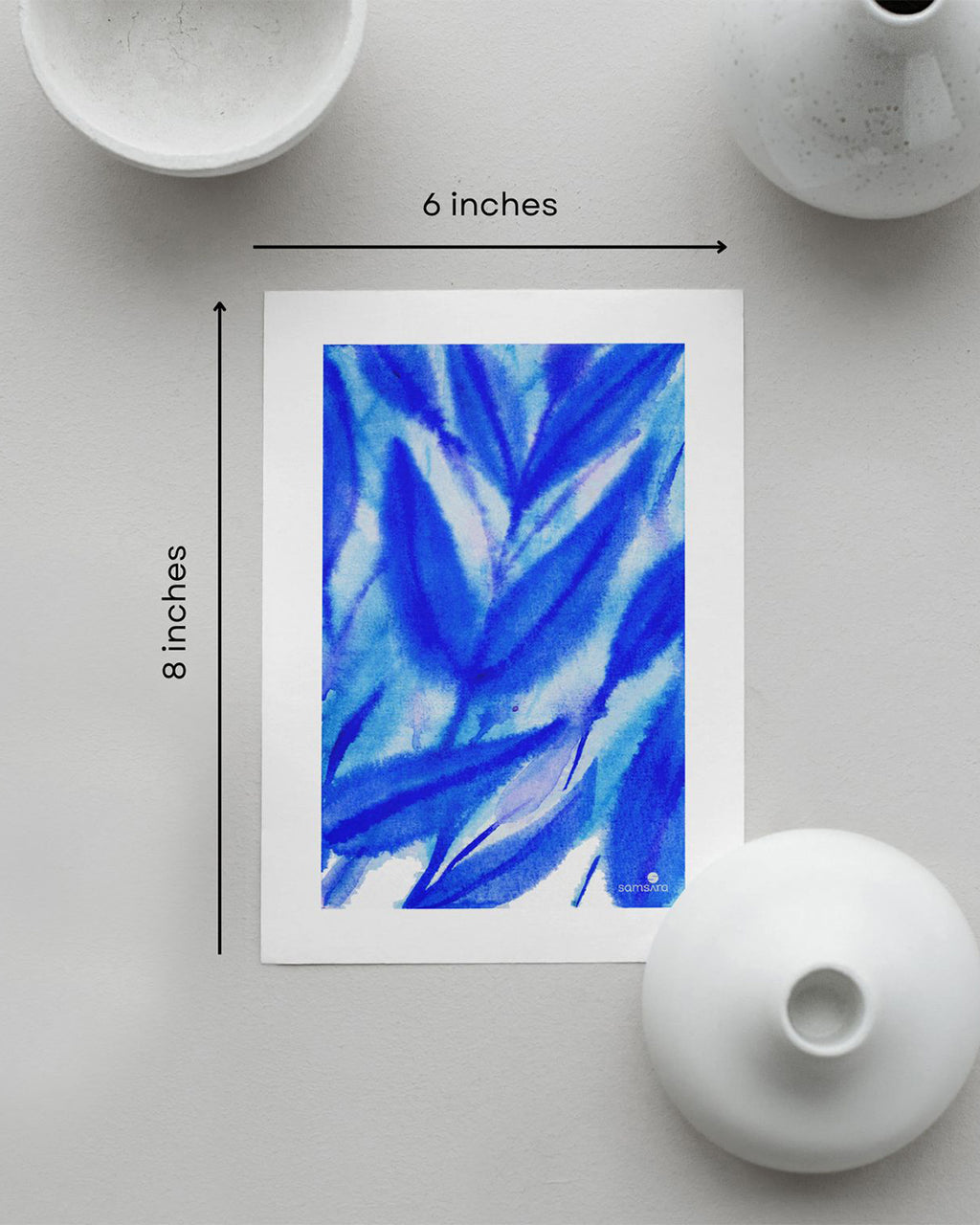 Flowing blue art print for office wellness space - calming abstract wall decor by Samsara