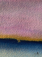 Original framed sunset painting for bedroom wall - peaceful horizon art by Samsara Mumbai