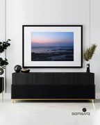 Dreamy sunset fine art print with lavender clouds - coastal wall art by Samsara Mumbai