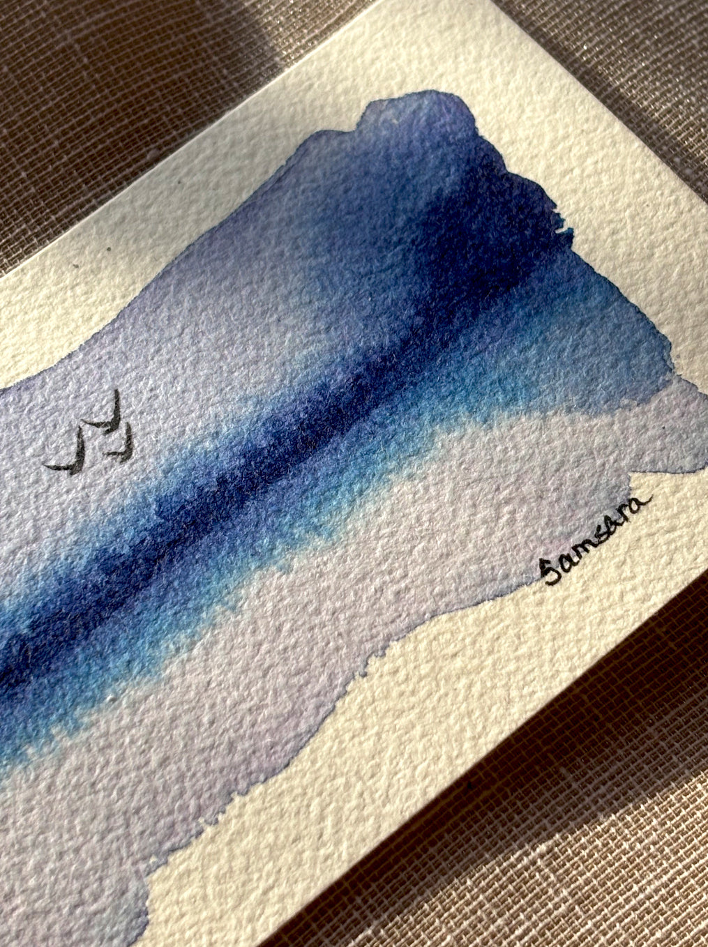 Handpainted zen art for wellness room - peaceful blue meditation wall art by Samsara