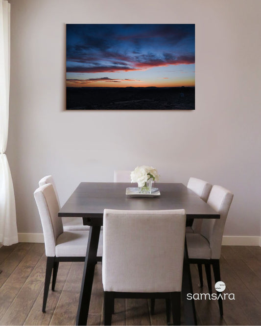 Color sunset photography print with orange peach sky - Nuweiba landscape art by Samsara