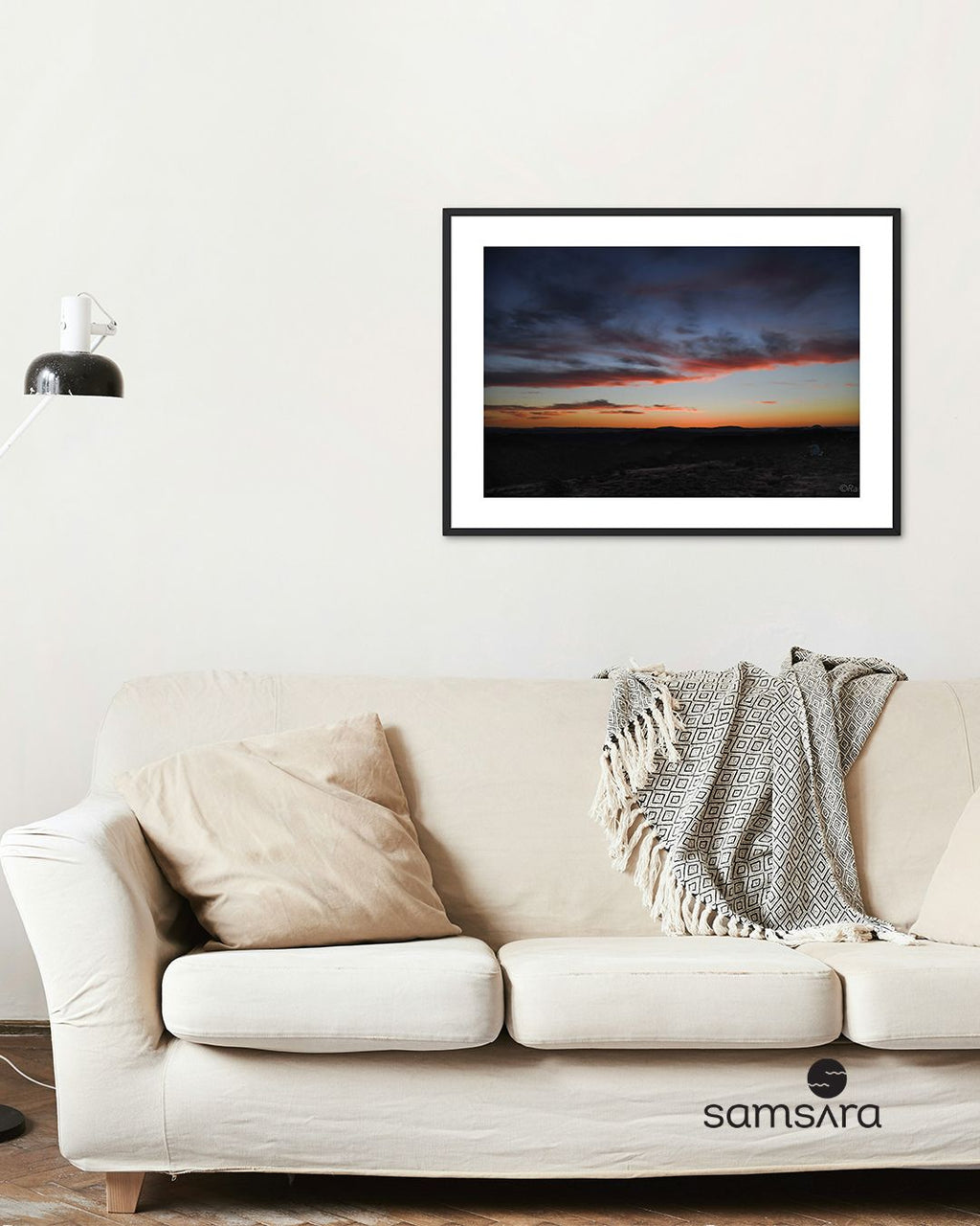 Soft sunset fine art print for calming home decor - desert landscape photography by Samsara