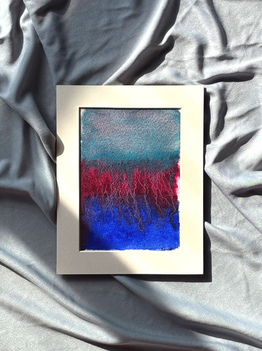 Original abstract watercolor painting with teal and crimson - music inspired meditation art by Samsara