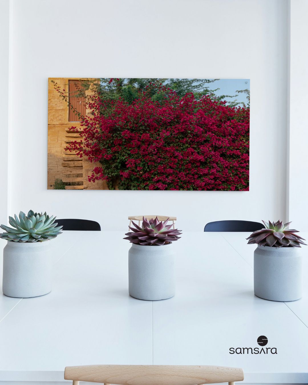 Botanical photography wall art - pink flower architecture print by Samsara