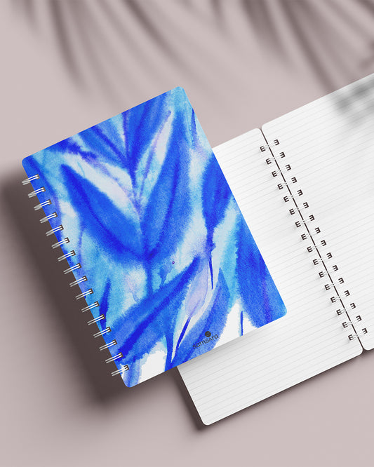 Firouzeh watercolor notebook open showing ruled and blank pages - premium A5 spiral journal