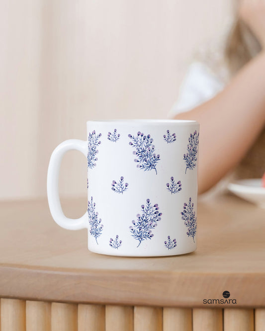 Lavender watercolor ceramic mug with delicate purple floral pattern - botanical art coffee mug by Samsara