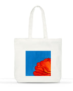 Large cotton tote bag with orange flower on blue background - floral watercolor art bag by Samsara