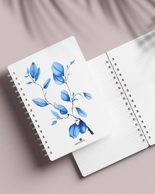Icy Violence blue watercolor notebook open showing premium paper quality - minimalist A5 journa