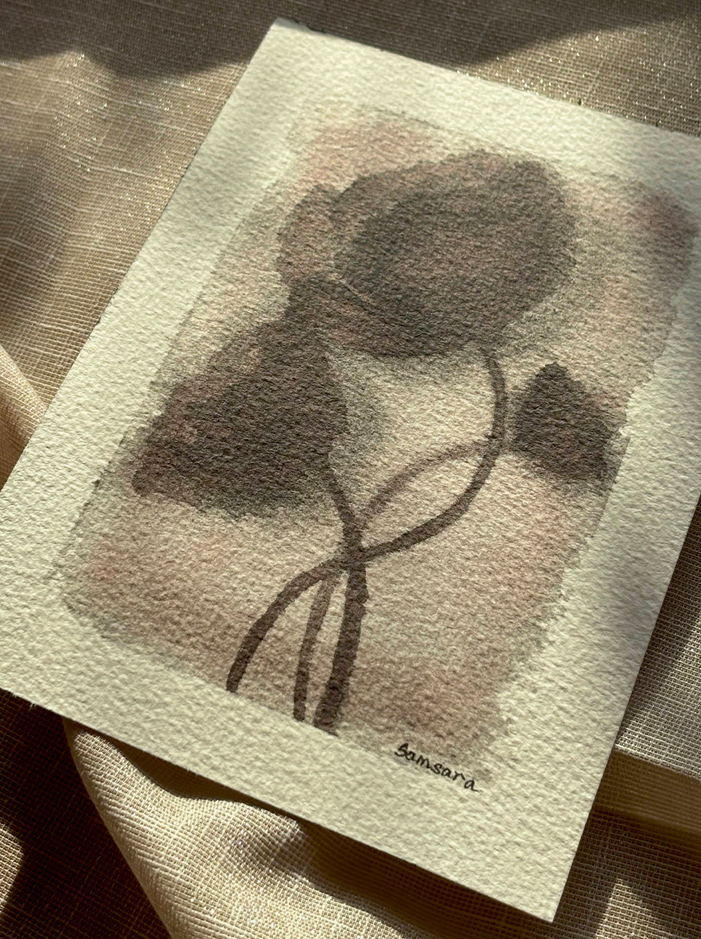 Handpainted nostalgic watercolor for reading nook - vintage style botanical wall art by Samsara