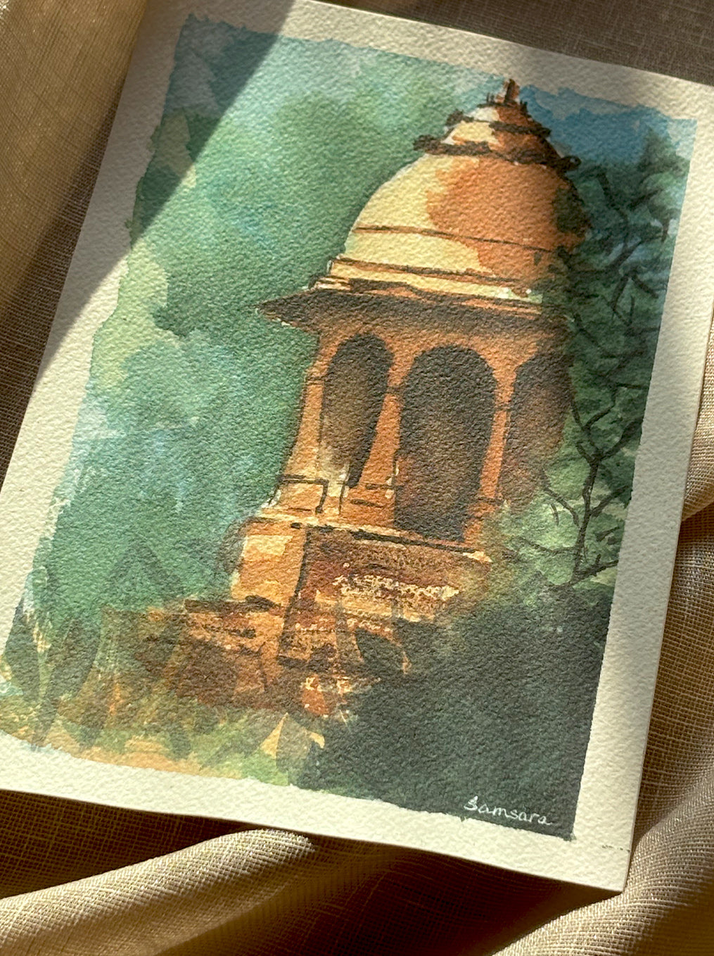 Original plein air watercolor for sophisticated spaces - architectural wall art by Samsara