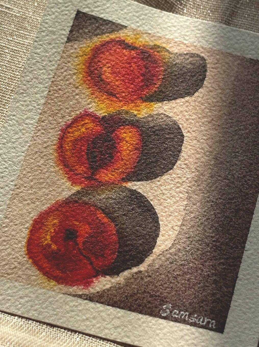 Original fruit watercolor painting for mindful home decor - zen kitchen art by Samsara