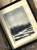 Handpainted winter landscape for zen spaces - peaceful snow meditation art by Samsara