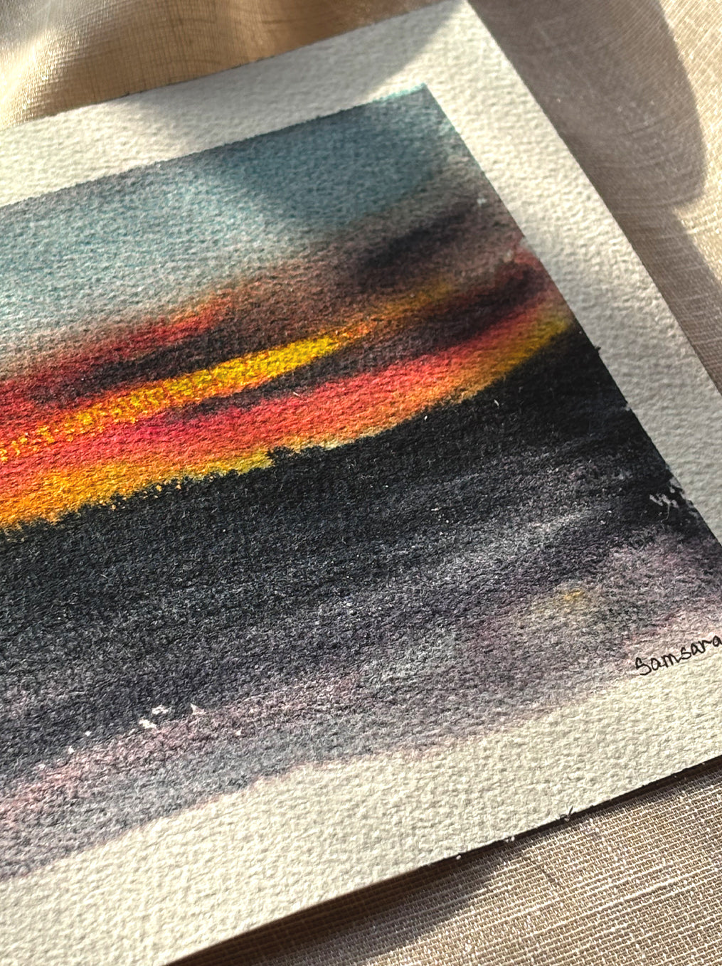 Original abstract seascape for ocean lovers - sunset meditation painting by Samsara (SOLD OUT)