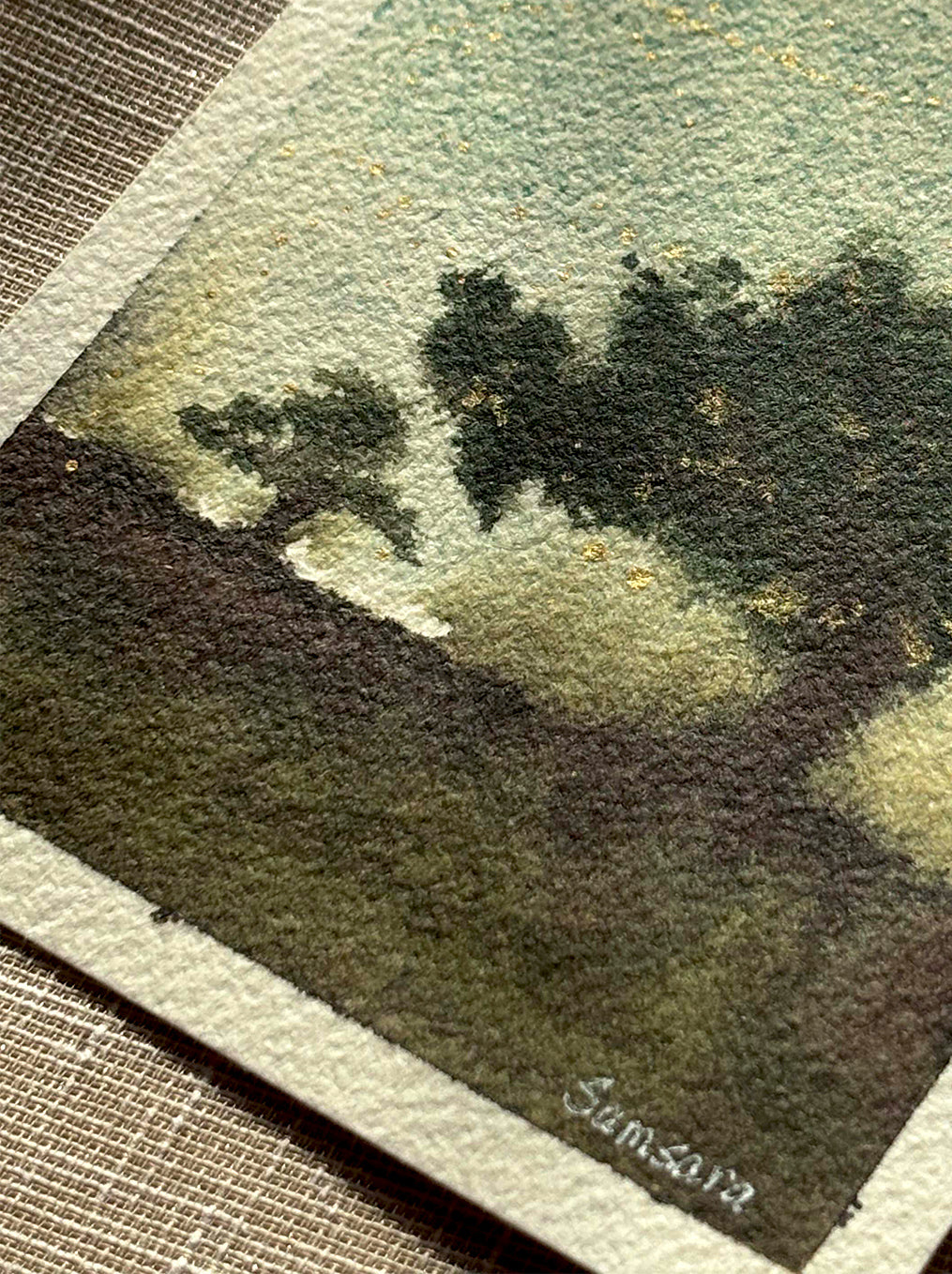 Original nature watercolor painting for zen decor - peaceful landscape wall art by Samsara