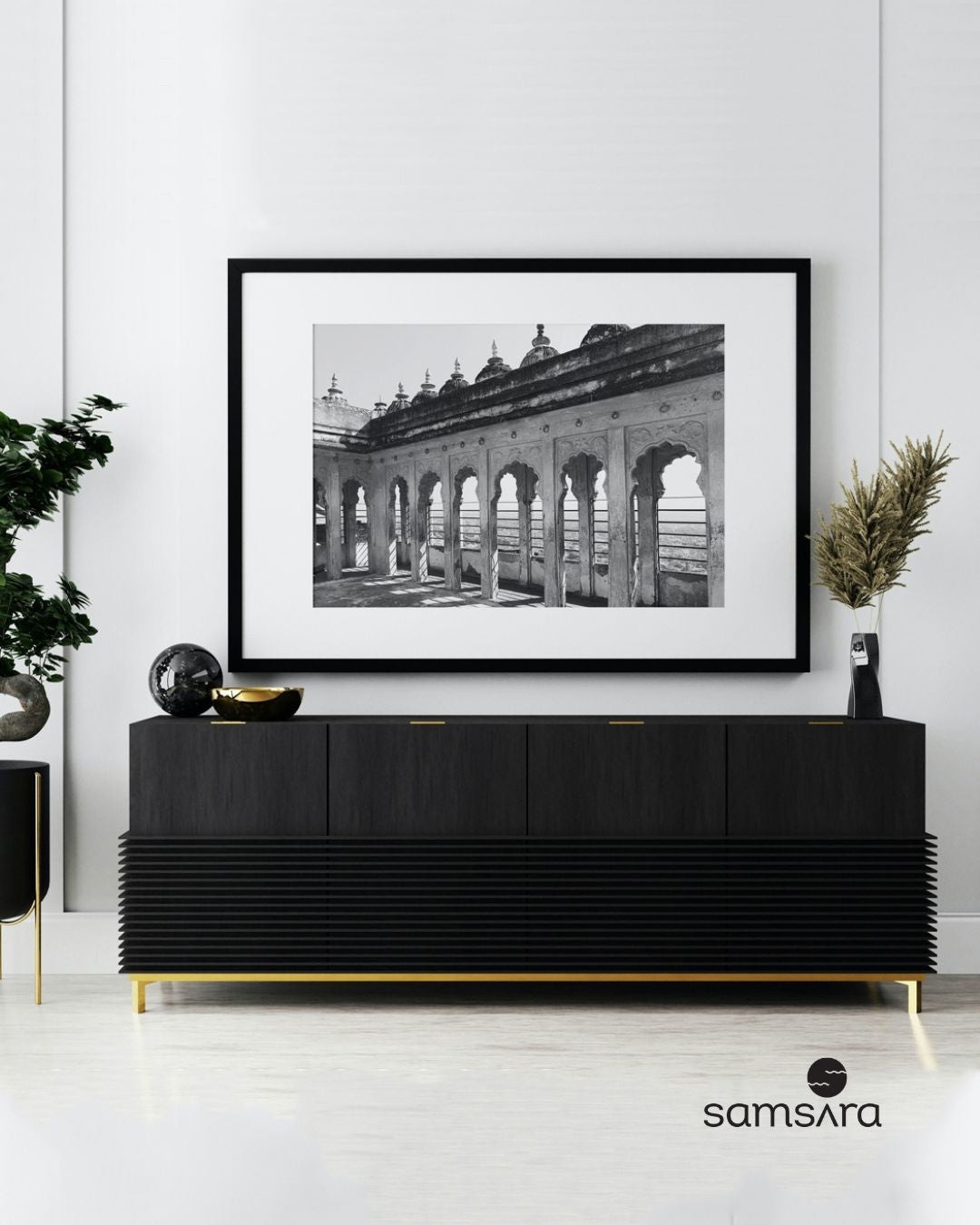 Framed black white architectural photography - monochrome wall art print by Samsara