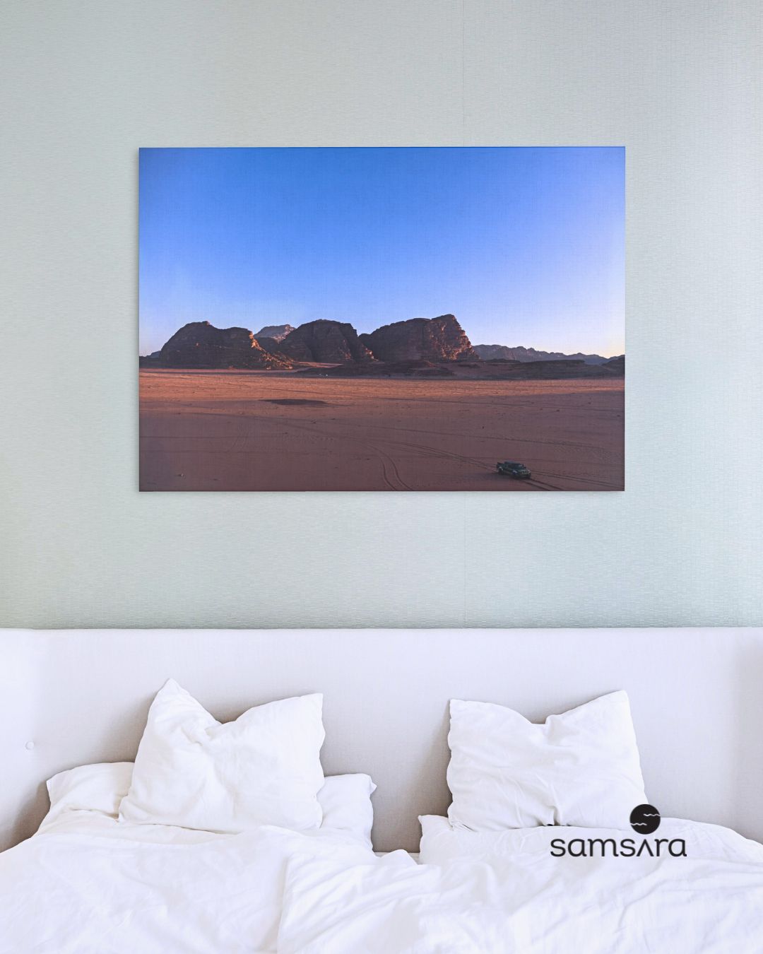 Color desert photography print of Wadi Rum rock formations at twilight - landscape art by Samsara